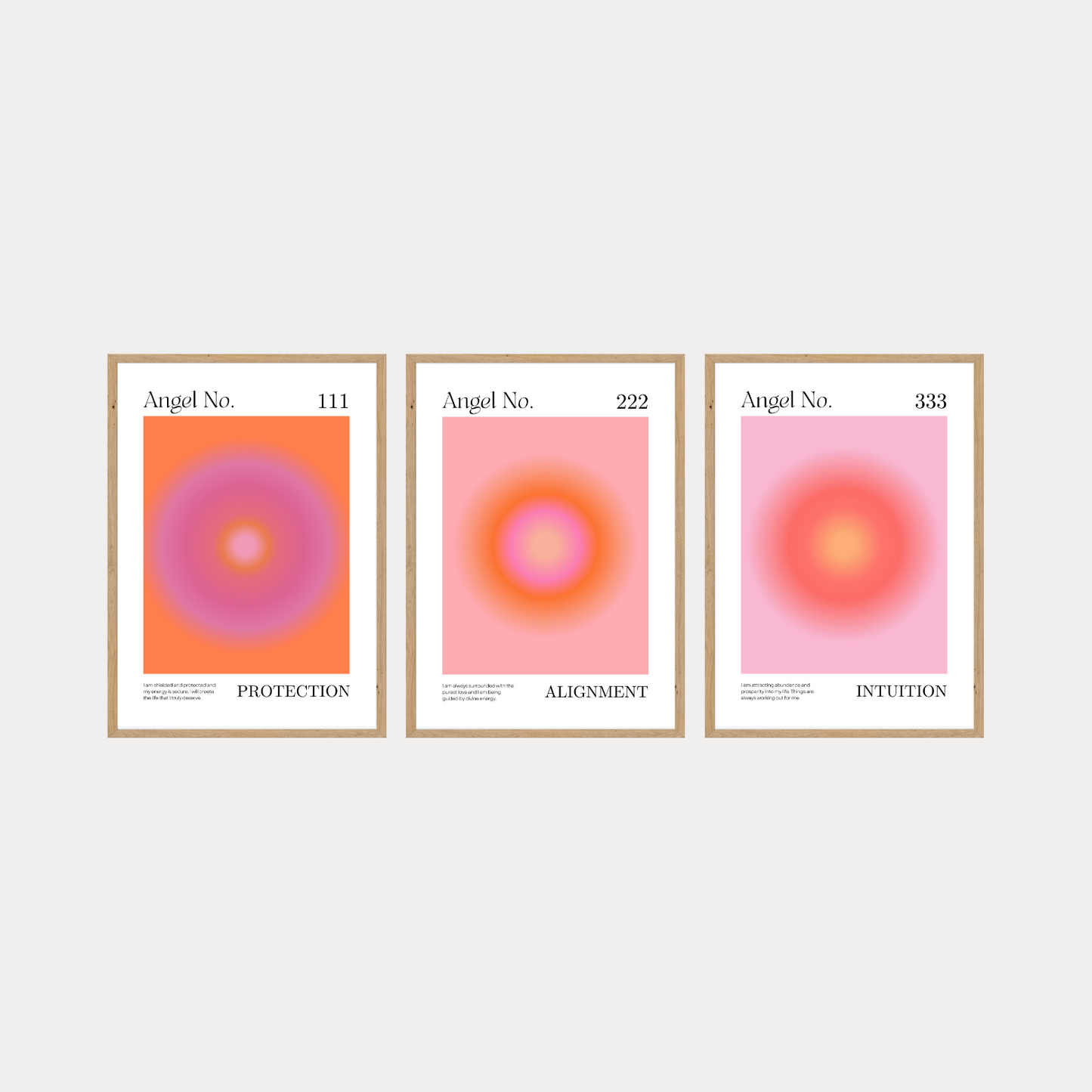 Aura Angel Number Set | Pink/Orange (3 prints)
