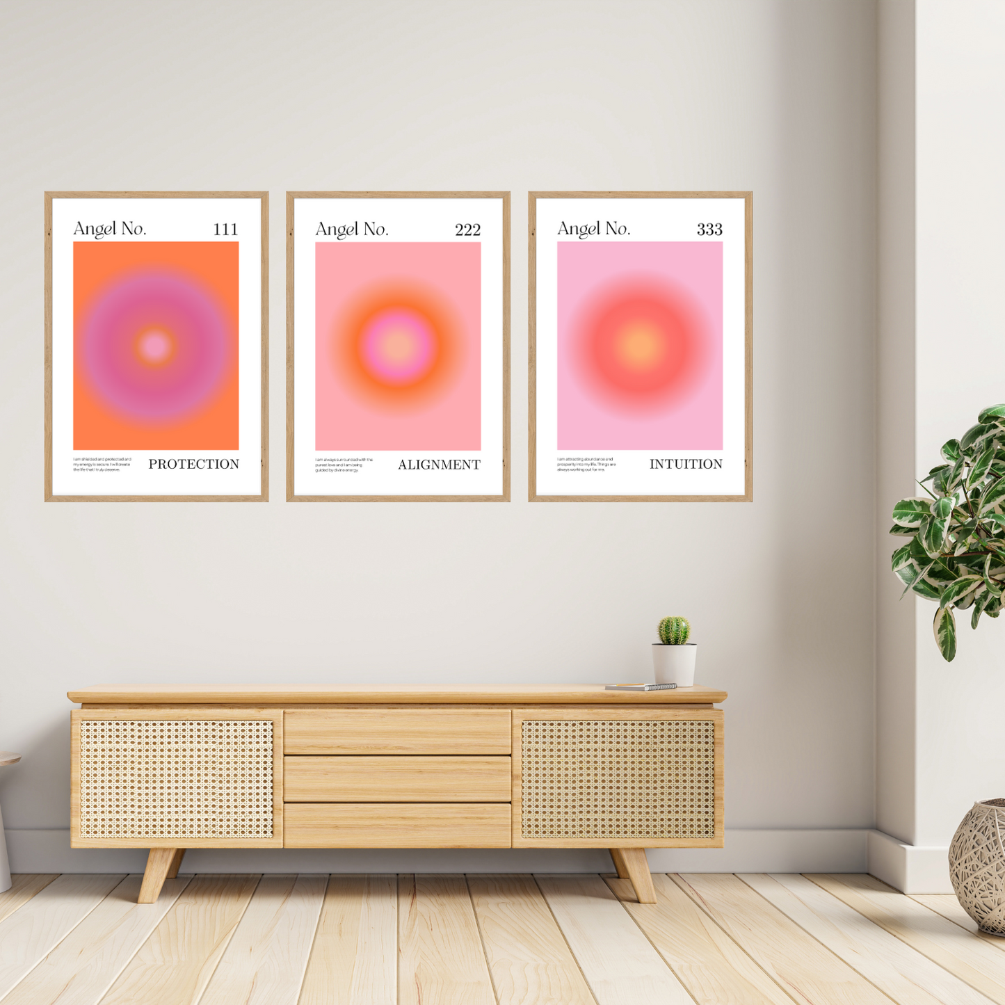 Aura Angel Number Set | Pink/Orange (3 prints)